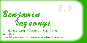 benjamin vazsonyi business card